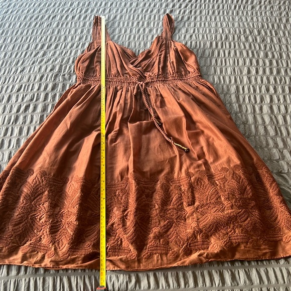 Banana Republic Rust Brown Embroidered Dress Womens Sz 14 - Picture 16 of 16